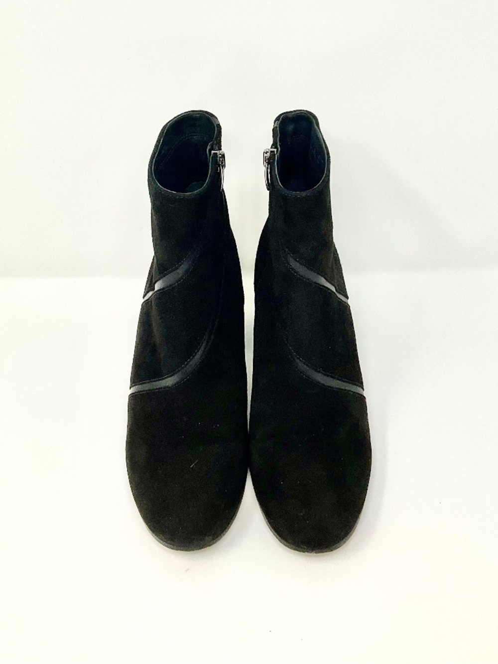 "Via Spiga" Round Toe Blk Suede & Leather Ankle Boots w/2.5" heel  SZ 8.5